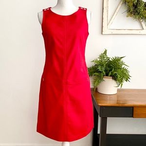 WHBM Red Sleeveless Sheath Solid Dress SZ 4